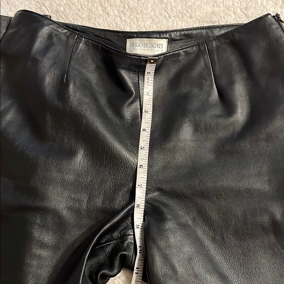 Hugo Buscati Black leather Straight Leg Pants - Picture 4 of 7